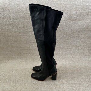 Vince Camuto Dreven Black Over the Knee Chunky Heels Boots 9.5